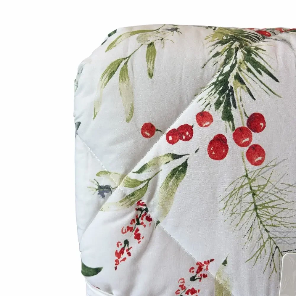 3pc Cabbages & Roses Christmas Foliage Fir Ruby QUEEN Comforter Set NEW